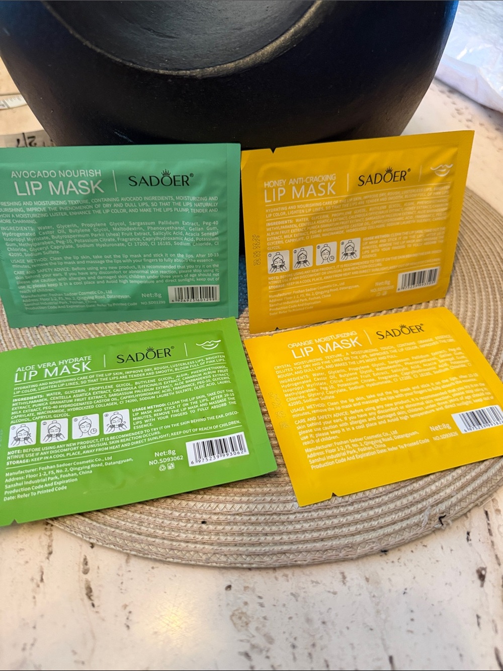Sadoer hydrating & Nourishing Lip Mask Pack Assorted Aloe, Honey, Avocado,Orange - Picture 2 of 12
